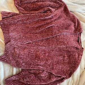 Rust Chenille Balloon Sleeve Cardigan L